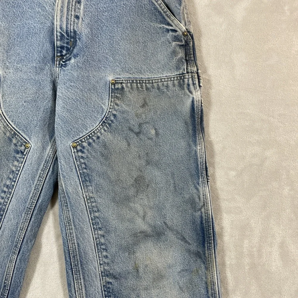 Vtg Carhartt Double Knee Pants Mens 34x32 Thrashed Distressed B73 DST Blue Jeans